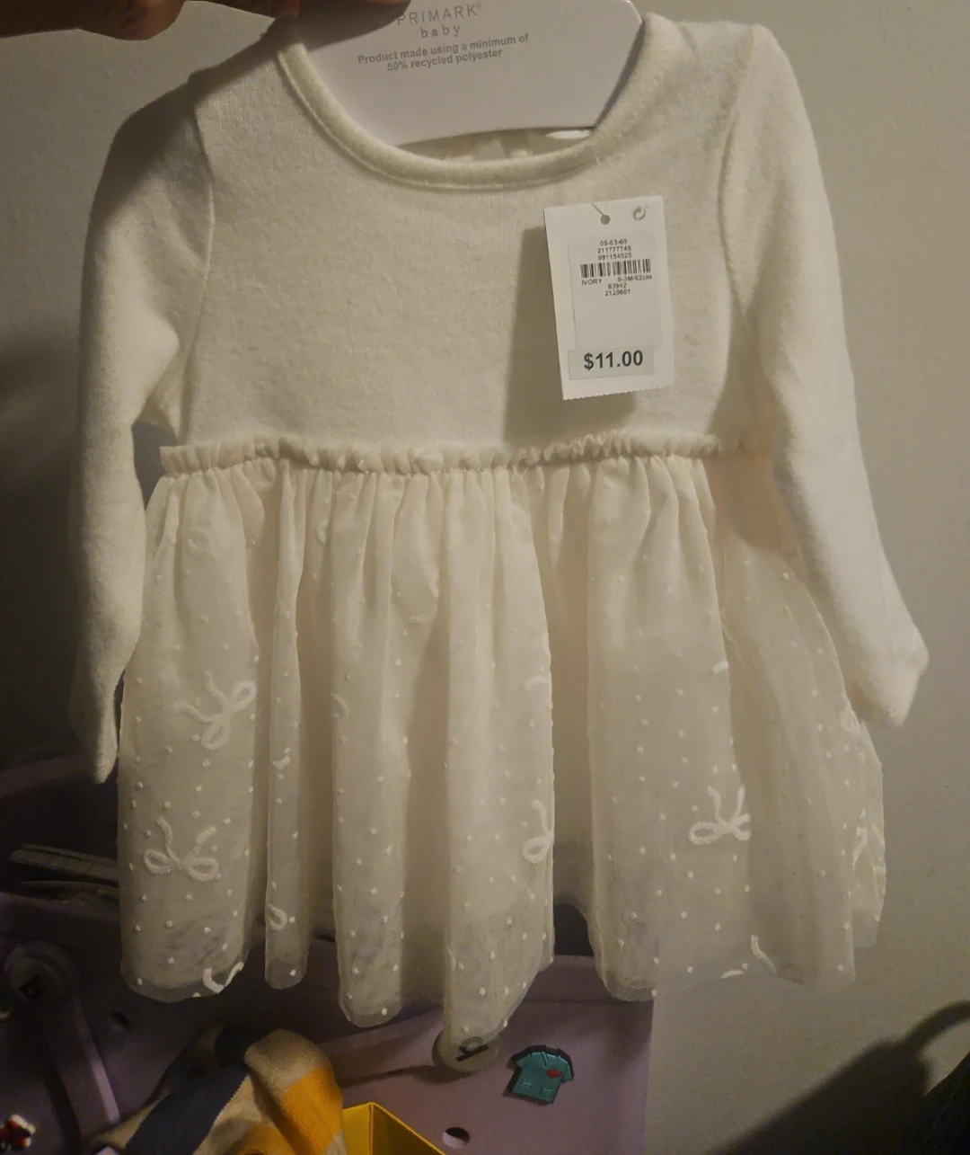Primark Baby Girls White Dress 0-3 Months