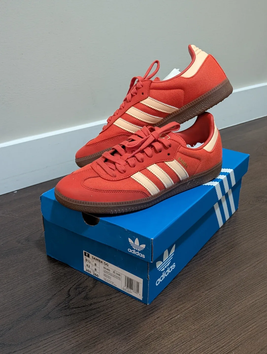 BRAND NEW Adidas Samba OG Orange, Size 8.5