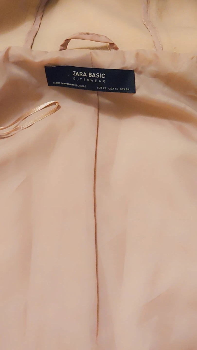 Zara Basic pink hooded coat with faux fur trim - photo 3