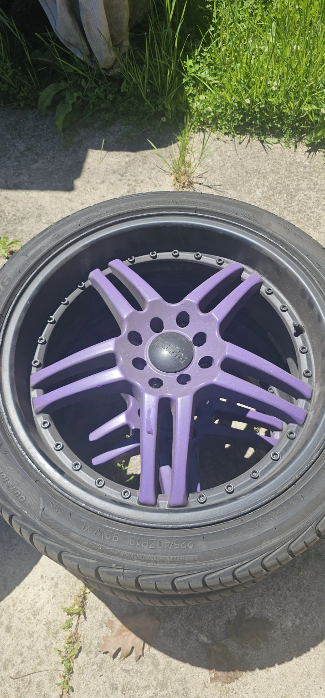 Purple 5-Spoke Alloy Rims with Tires