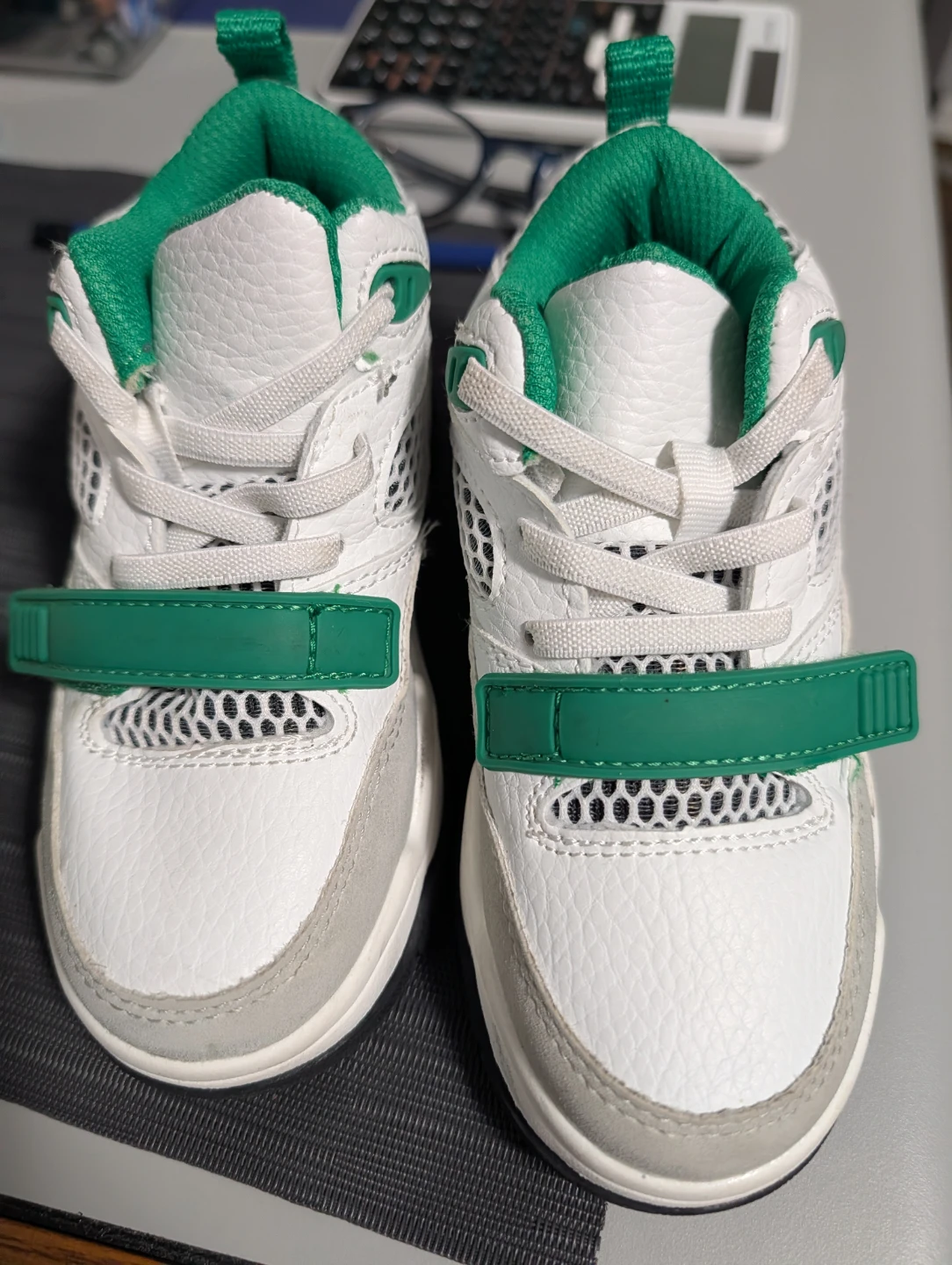 Kids White & Green Sneakers