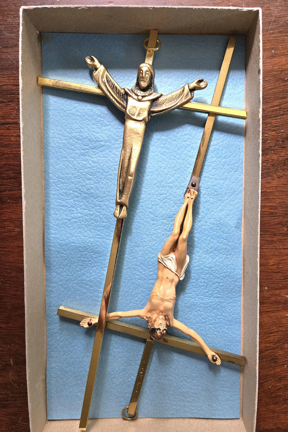 Vintage Brass  Crucifix Set