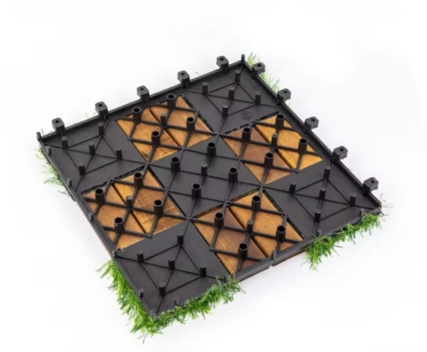 30PCS Grass With Wood Deck Tiles - photo 2