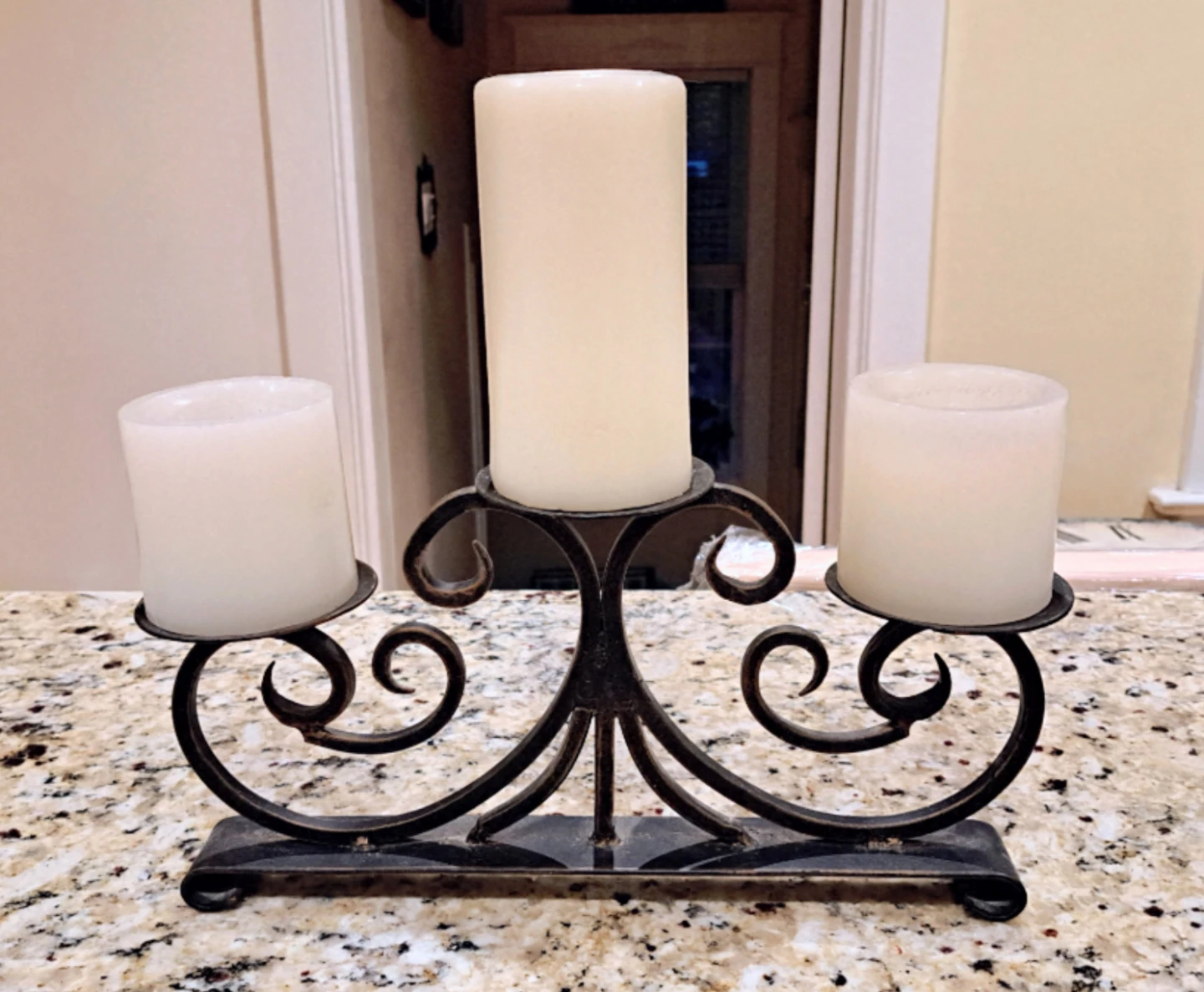 3-Candle Black Metal Candelabra
