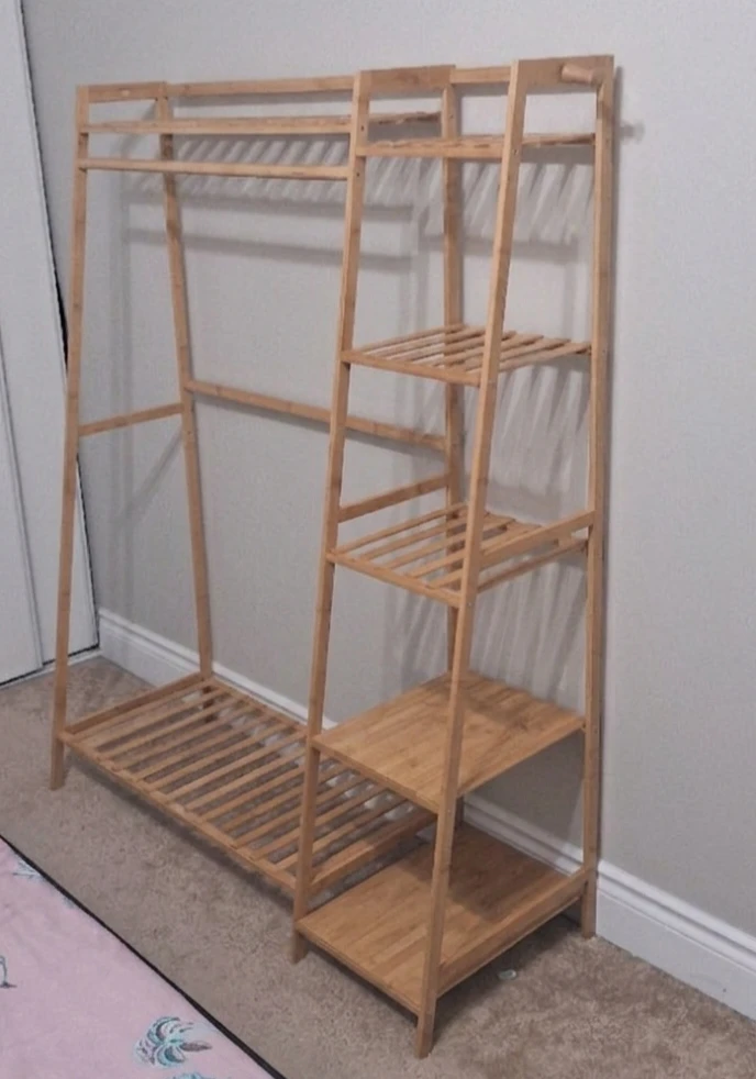 Bamboo Garment Rack and Shelf Unit