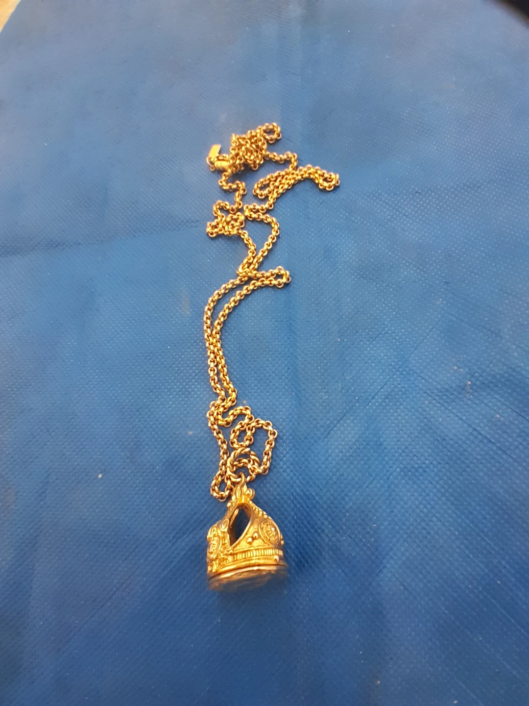 Gold tone Crown Pendant Necklace
