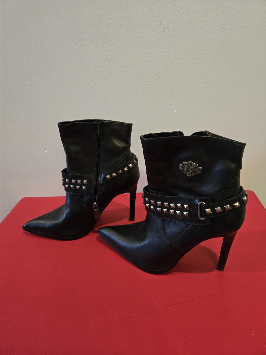 8.5 Harley Davidson Women's Black Studded Ankle Boots