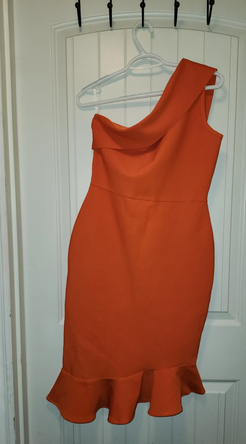 Orange One Shoulder Ruffle Hem Dress - photo 2
