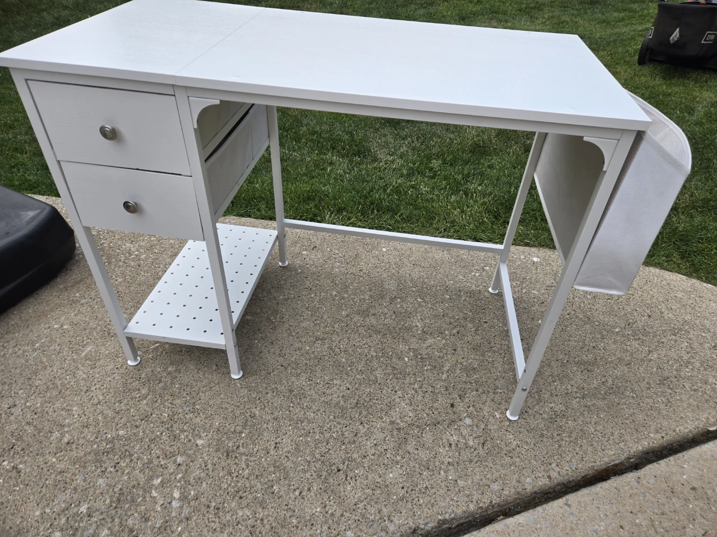 White Craft Table with Drawers and Storage