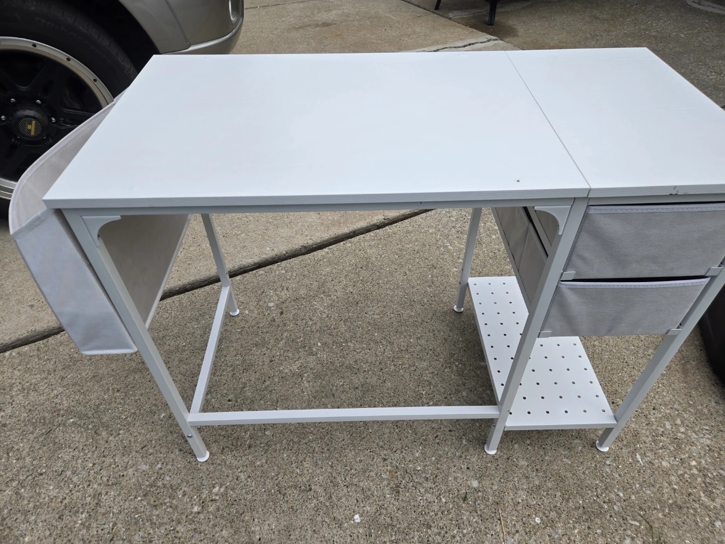 White Craft Table with Drawers and Storage - photo 2