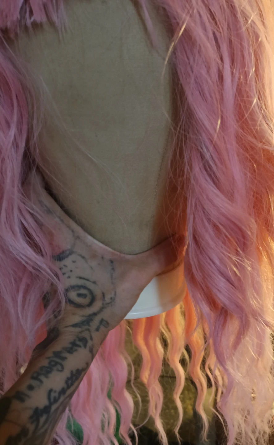 Pink Thick Long Wavy Wig