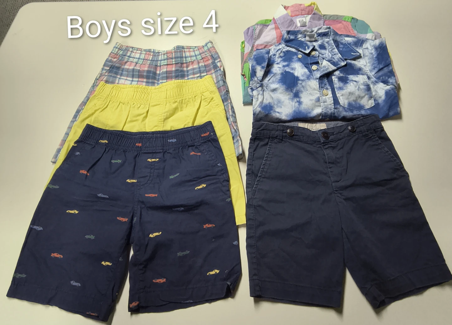 Boys Size 4 shorts and button- up shirts