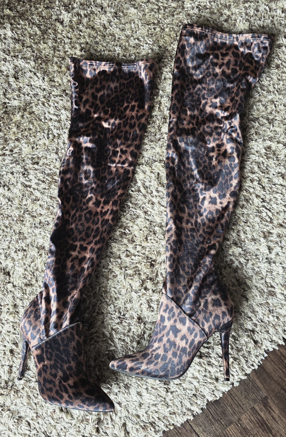Anne Michelle Leopard Print Over-the-Knee Boots