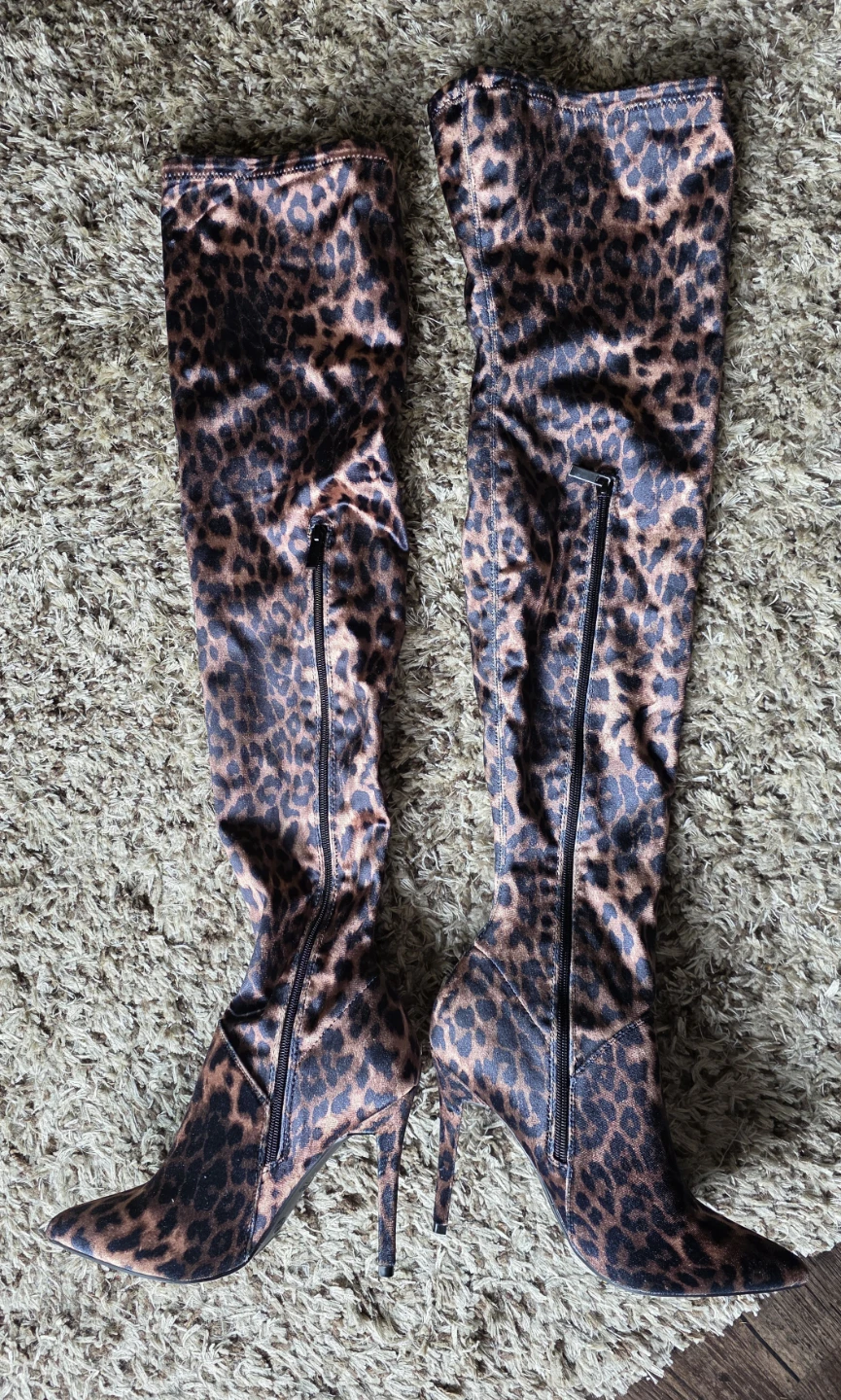 Anne Michelle Leopard Print Over-the-Knee Boots - photo 3