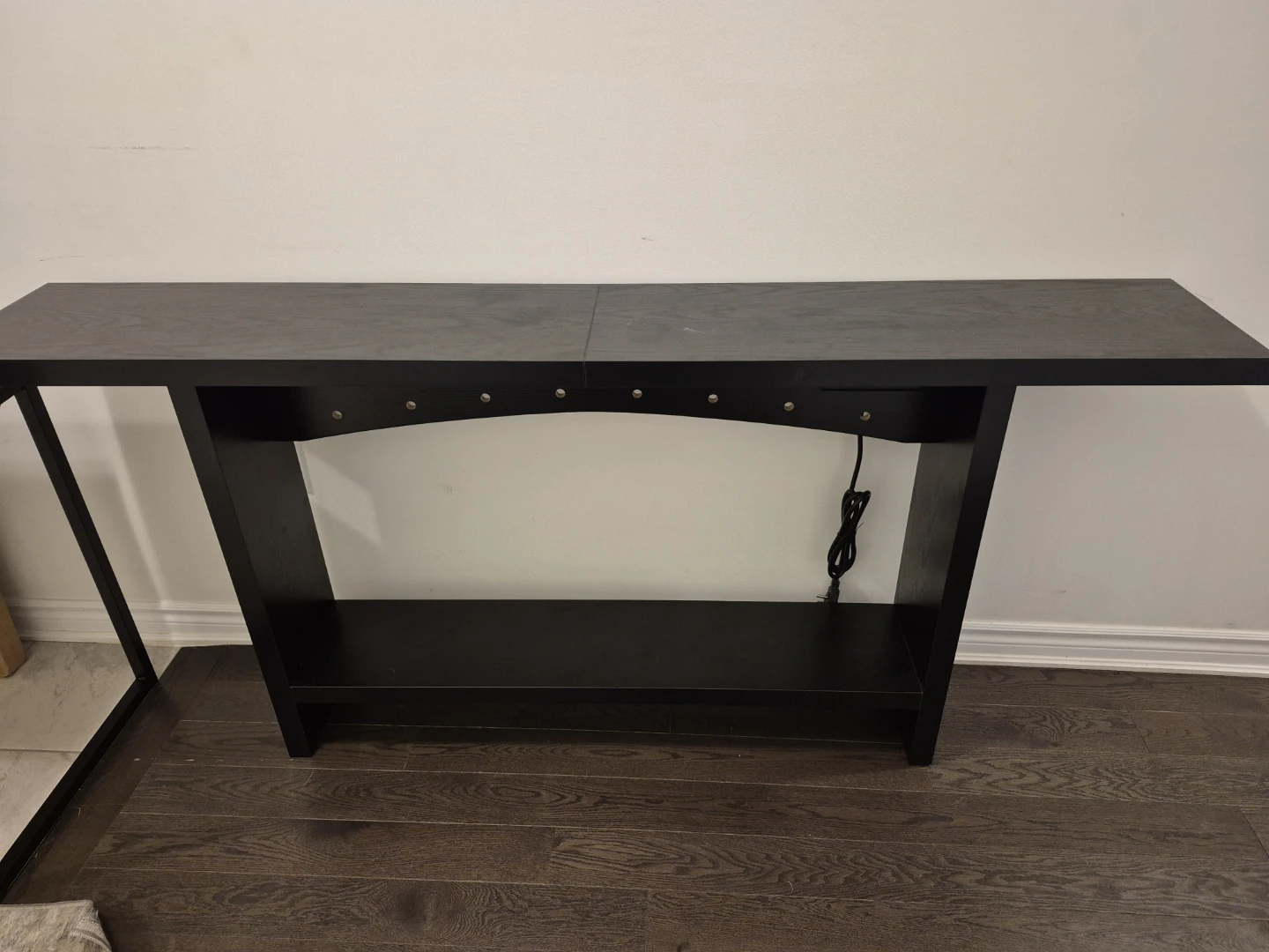 Black Console Table with Built-in Power