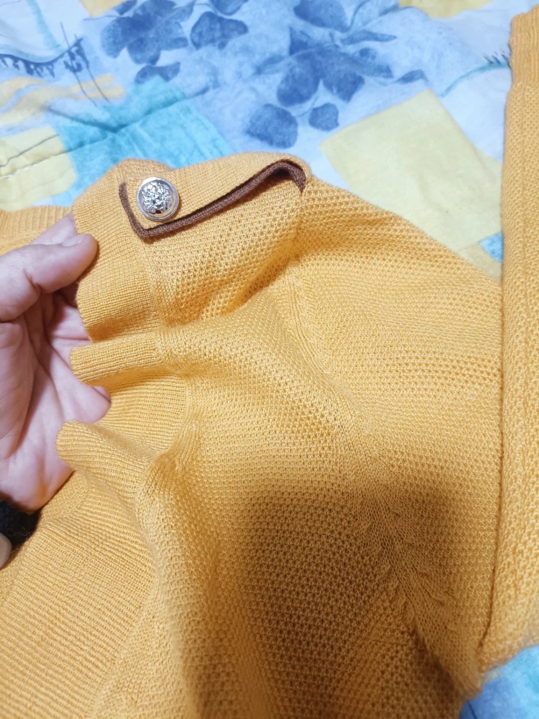 Yellow Cardigan and Striped Skirt Set - photo 3
