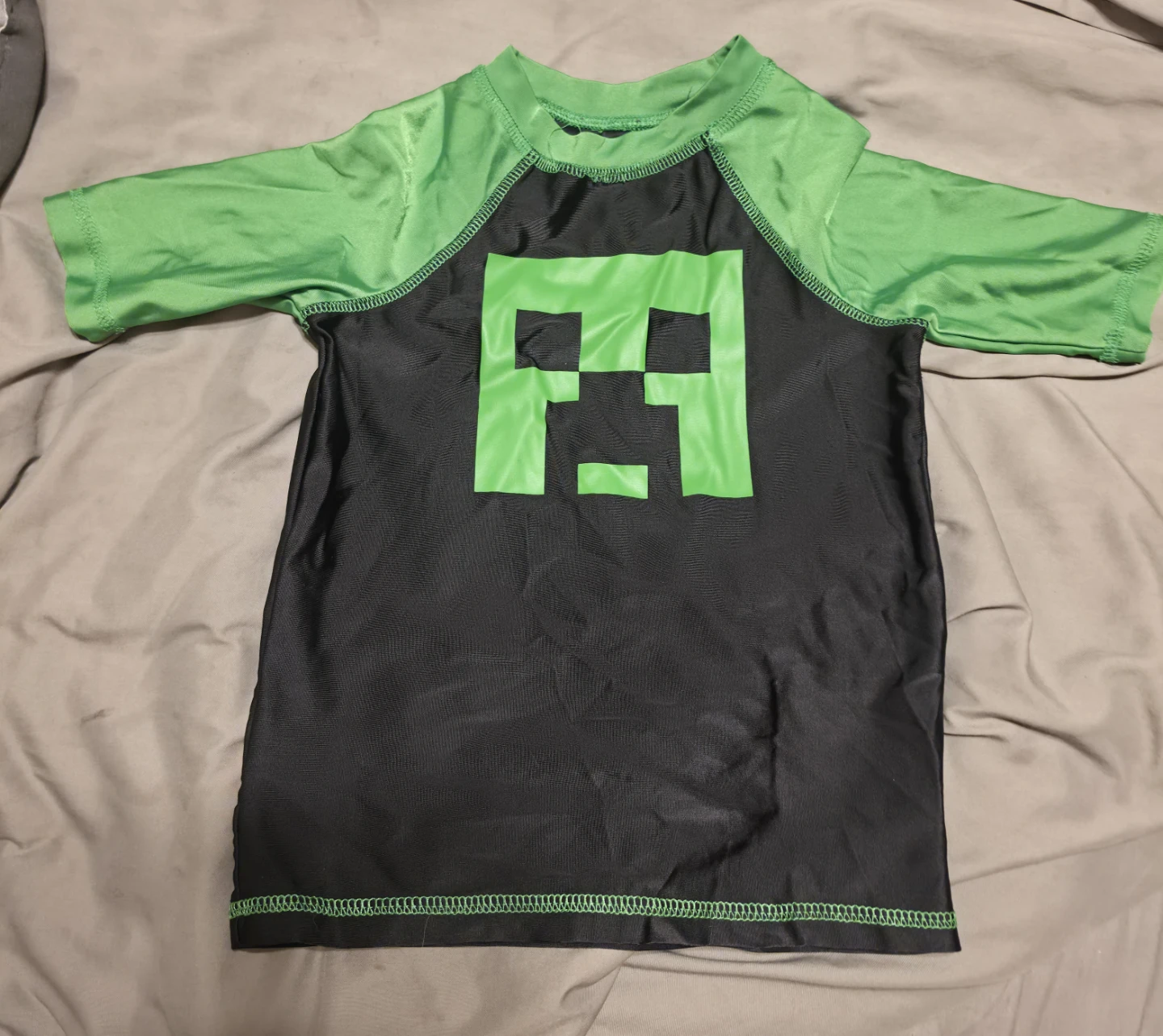 Minecraft Creeper Rash Guard Swim Shirt