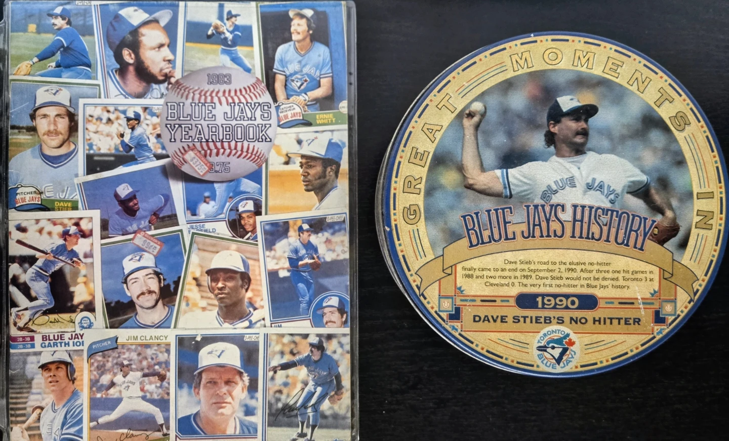 Vintage 1983 Blue Jays Yearbook+1990 D. Stieb Tin