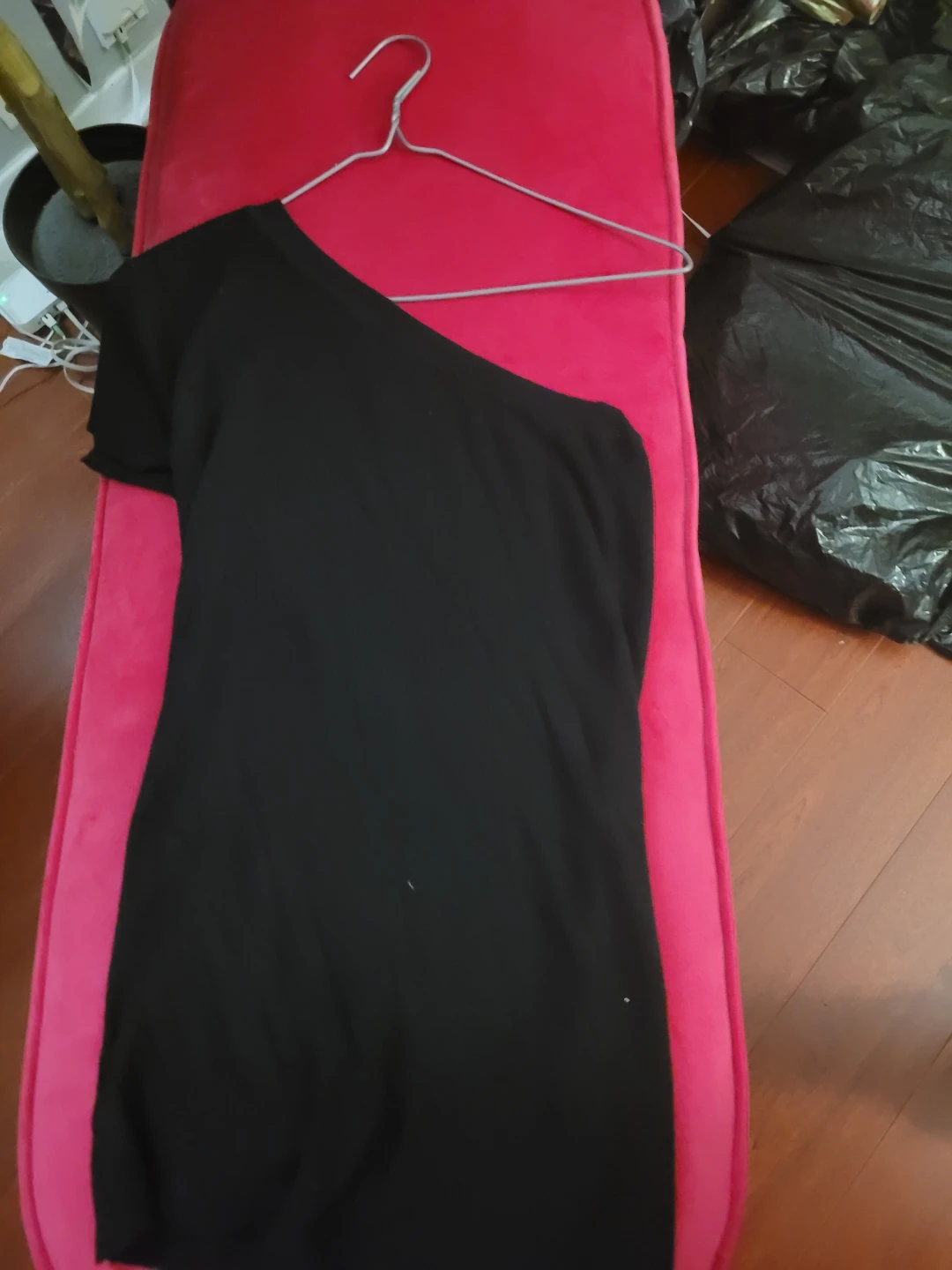 Black One-Shoulder Ribbed Dress
