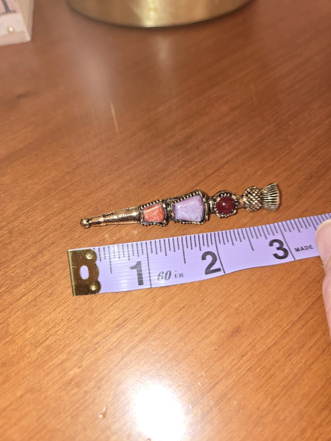 Vintage Brooch Kilt Pin with Stones - photo 4