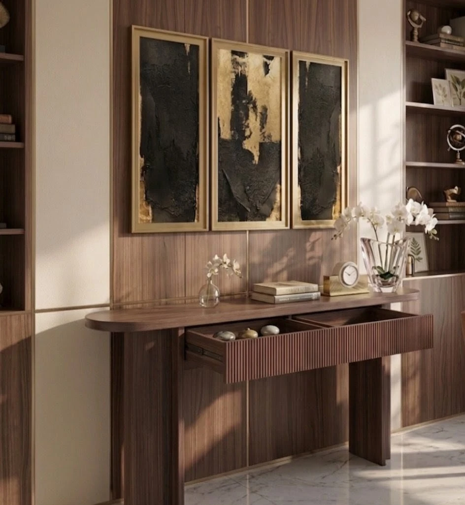 Walnut Console Table with Drawer