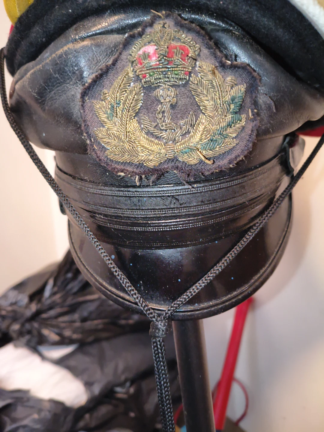 Vintage Black Leather Captain's Hat