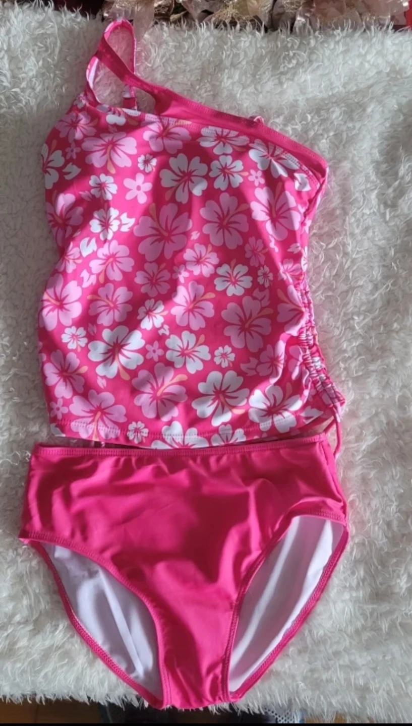 Girls' Pink Floral Swimsuit ⚽ - photo 2