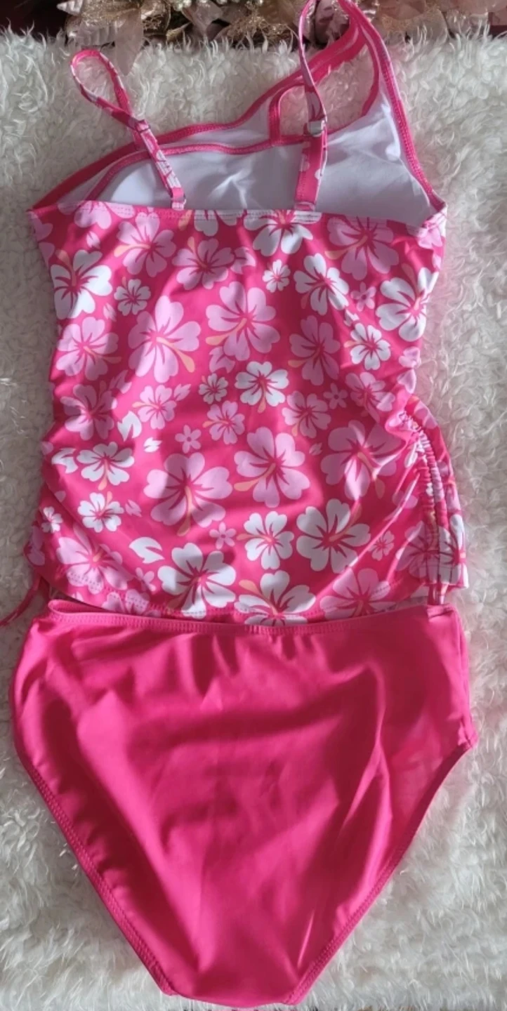 Girls' Pink Floral Swimsuit ⚽ - photo 3