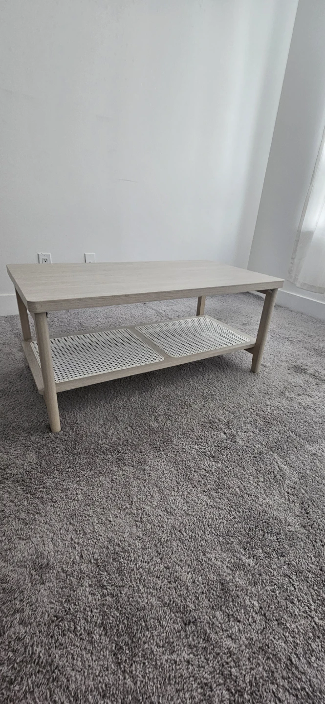 Light Wood Coffee Table with Shelf - photo 3