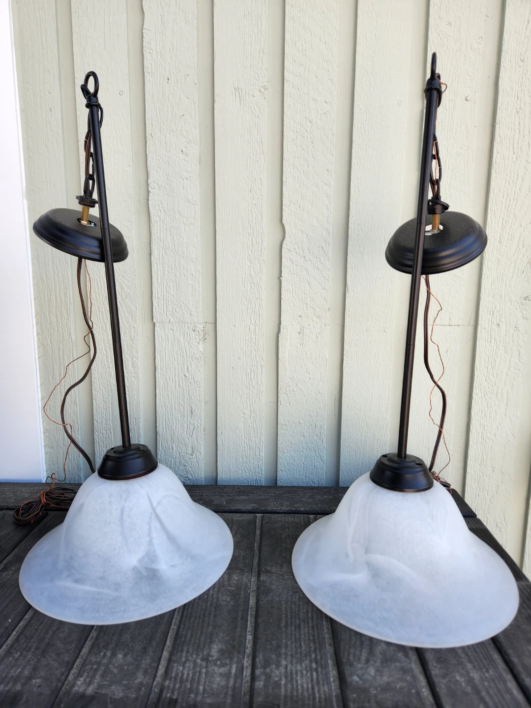 2 Pendant Lights with Frosted Glass Shades - photo 2