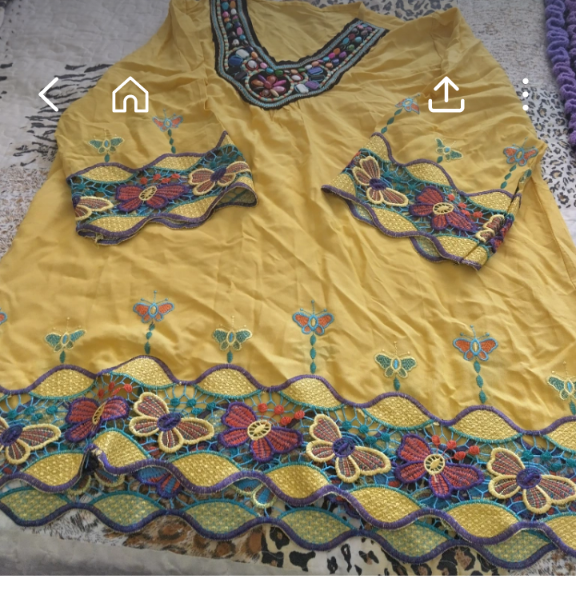Yellow Embroidered Kaftan Top