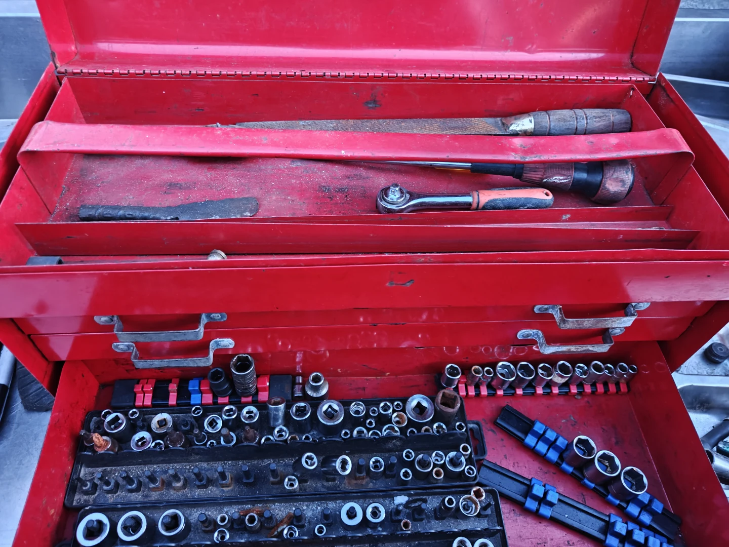 Red "Best" Tool Box with Assorted Tools - photo 4