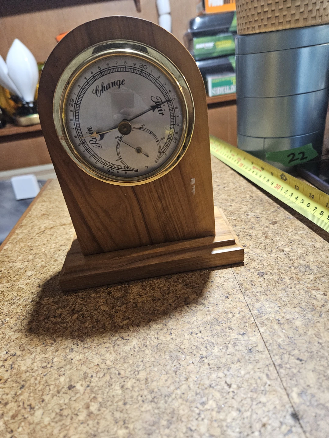 Wooden Barometer and Thermometer - photo 2