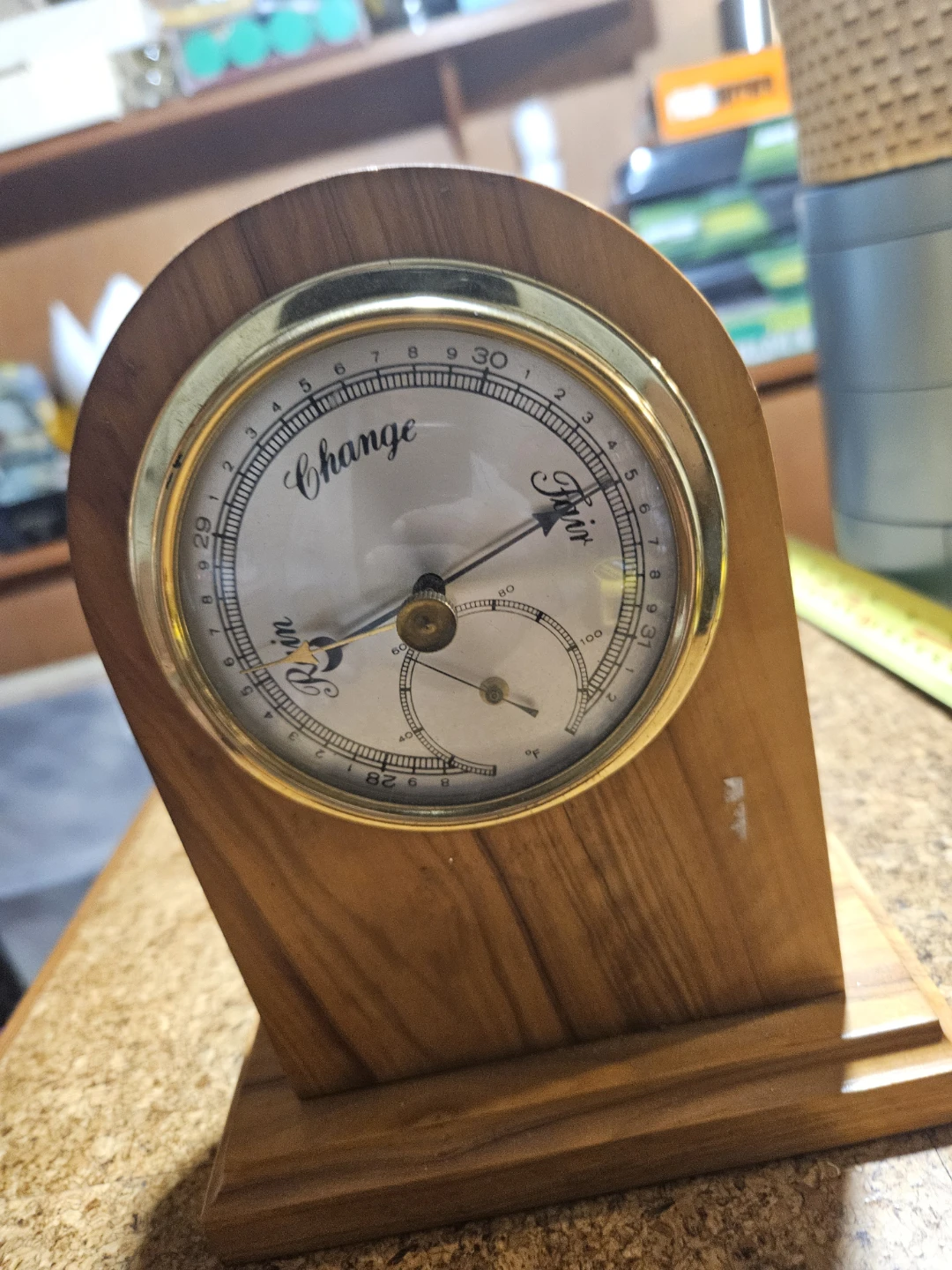 Wooden Barometer and Thermometer - photo 3