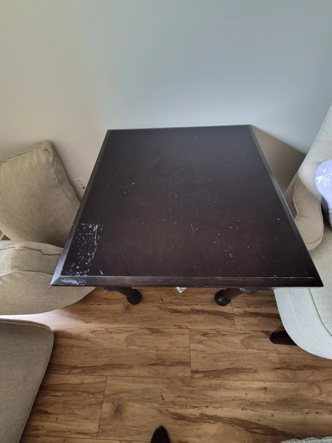 Dark Wood End Table with Drawer - photo 3