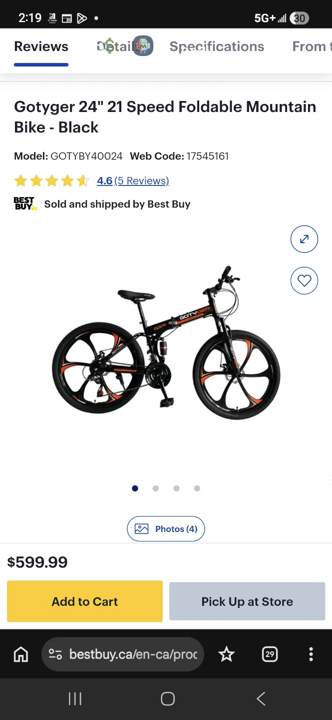 Go Tyger 24inch 21 speed folding bike