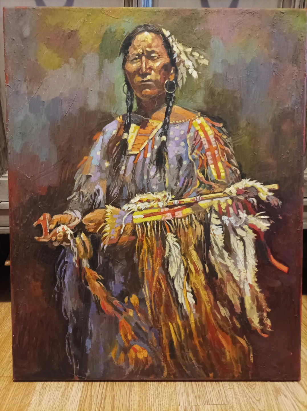Original oil Painting on canvas 21" by 16 of Indigenous Person