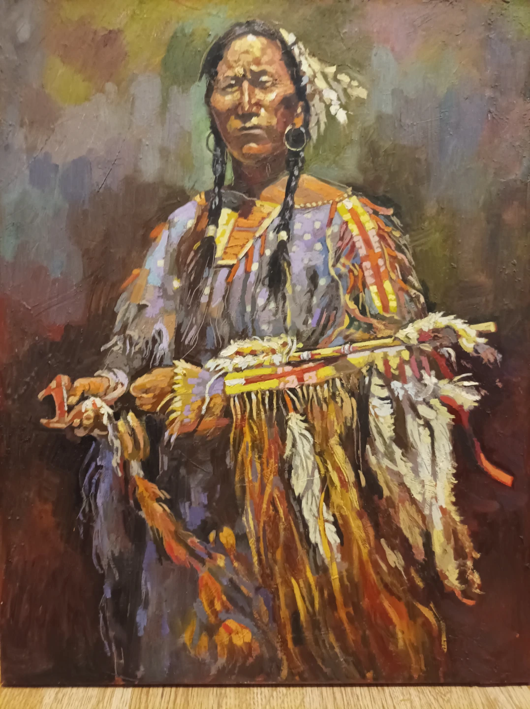 Original oil Painting on canvas 21" by 16 of Indigenous Person - photo 2