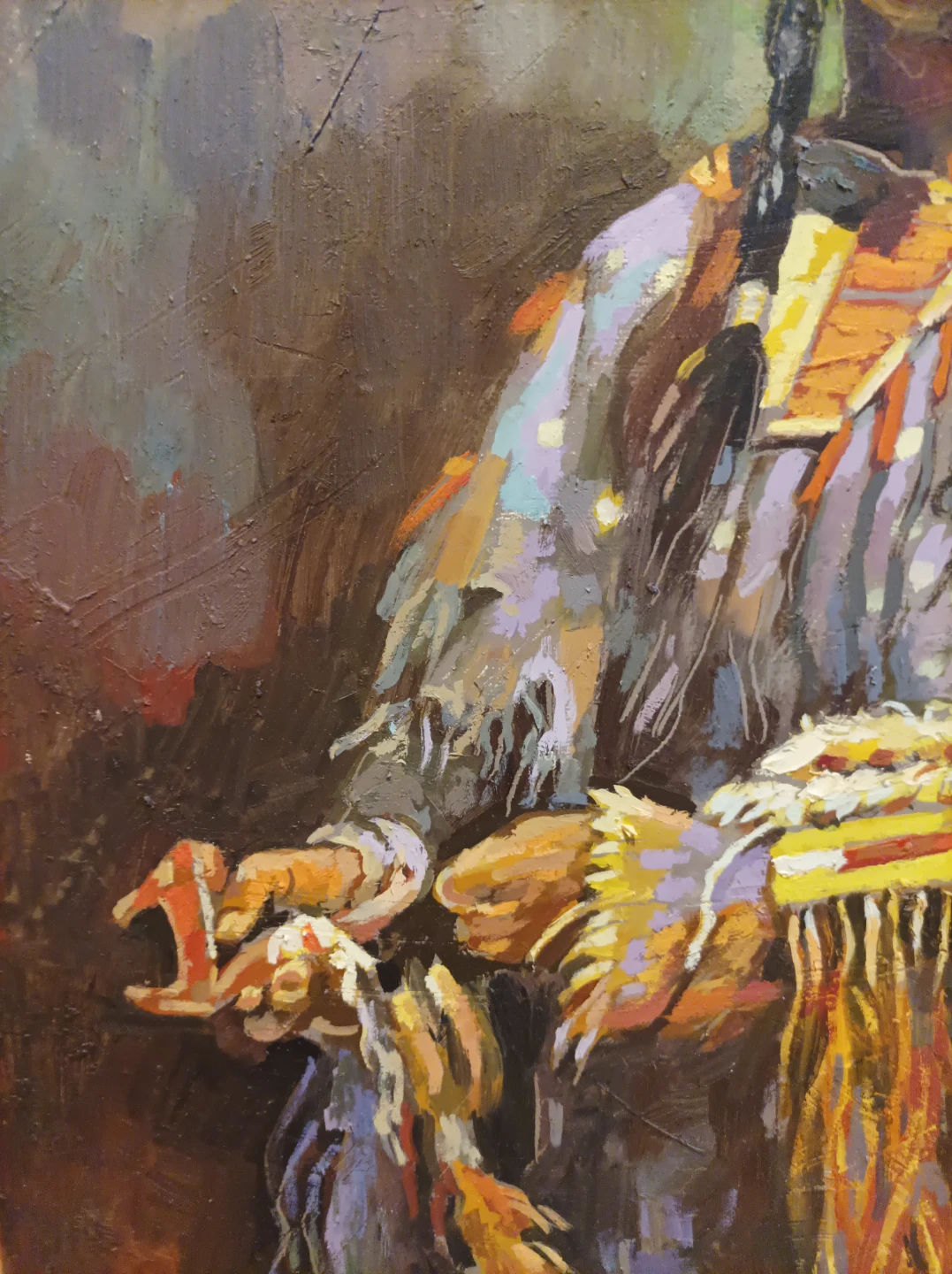 Original oil Painting on canvas 21" by 16 of Indigenous Person - photo 4