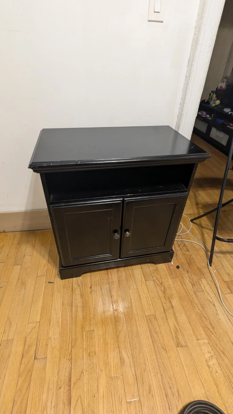 Black Media Console Stand with Cabinet Storage