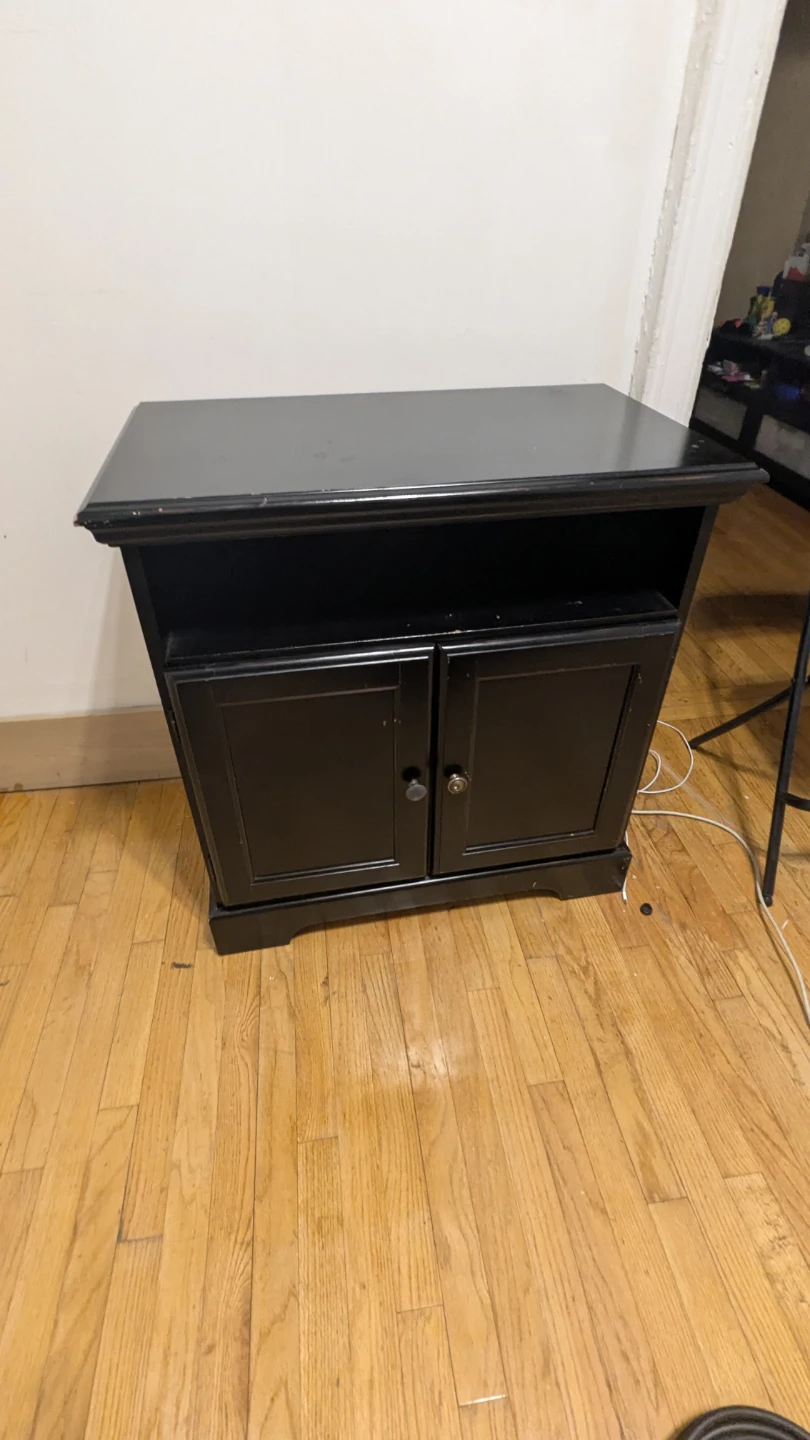 Black Media Console Stand with Cabinet Storage - photo 2