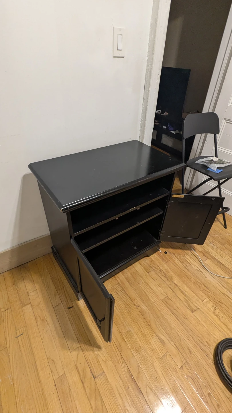 Black Media Console Stand with Cabinet Storage - photo 3