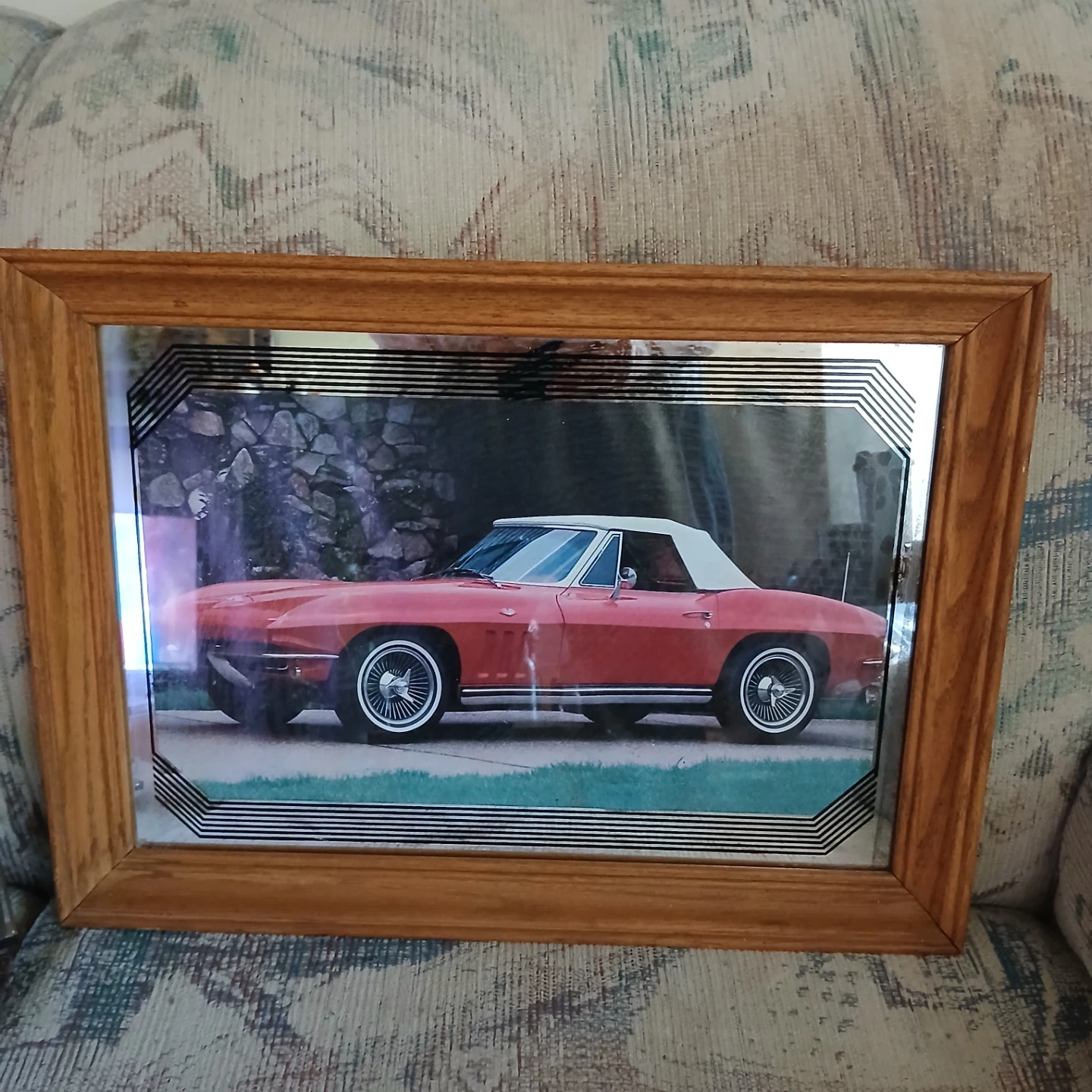 Framed Vintage Corvette Mirror 18/13"