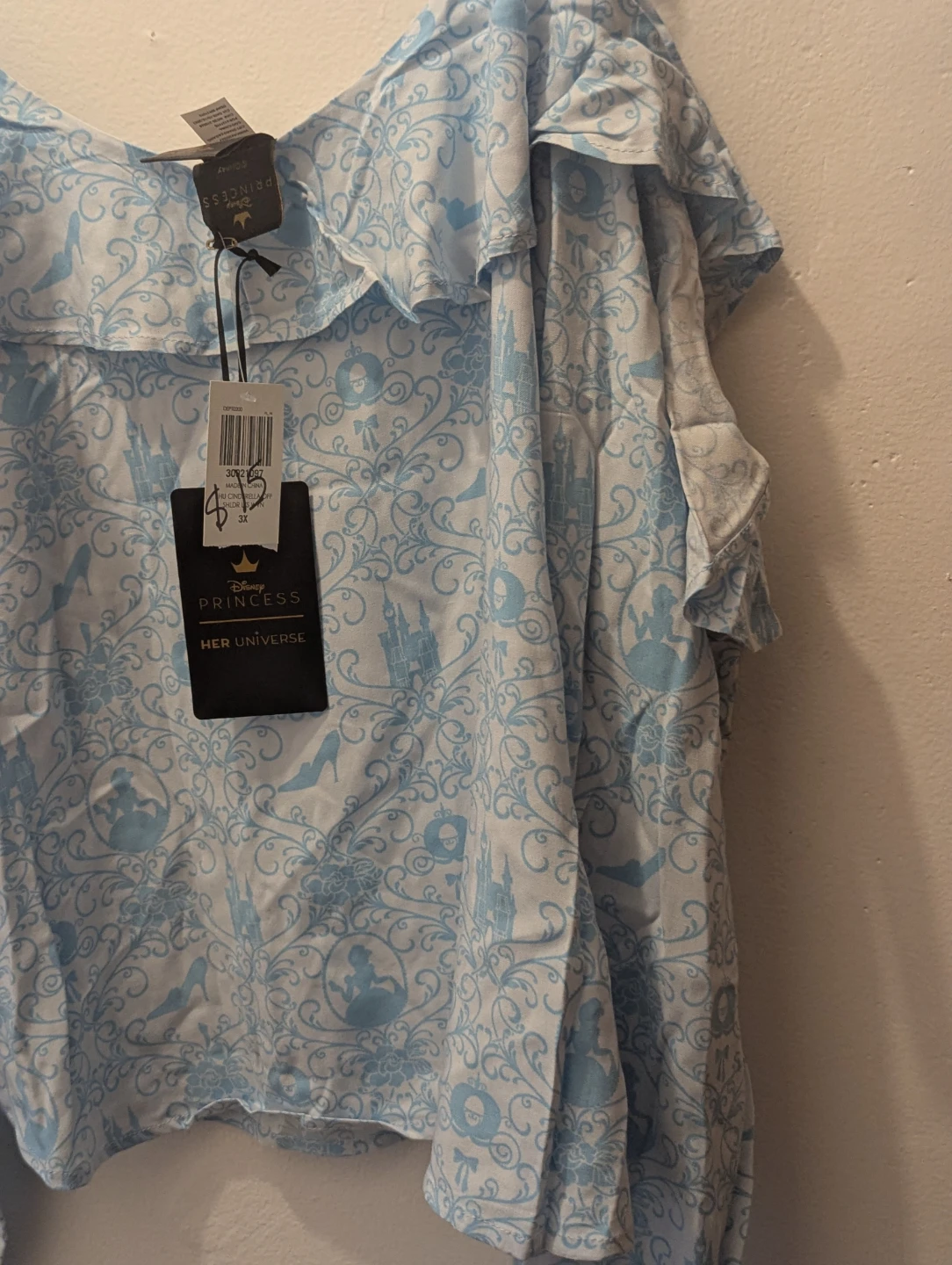 Her Universe Disney Princess Blue Floral Print Blouse Size 3X