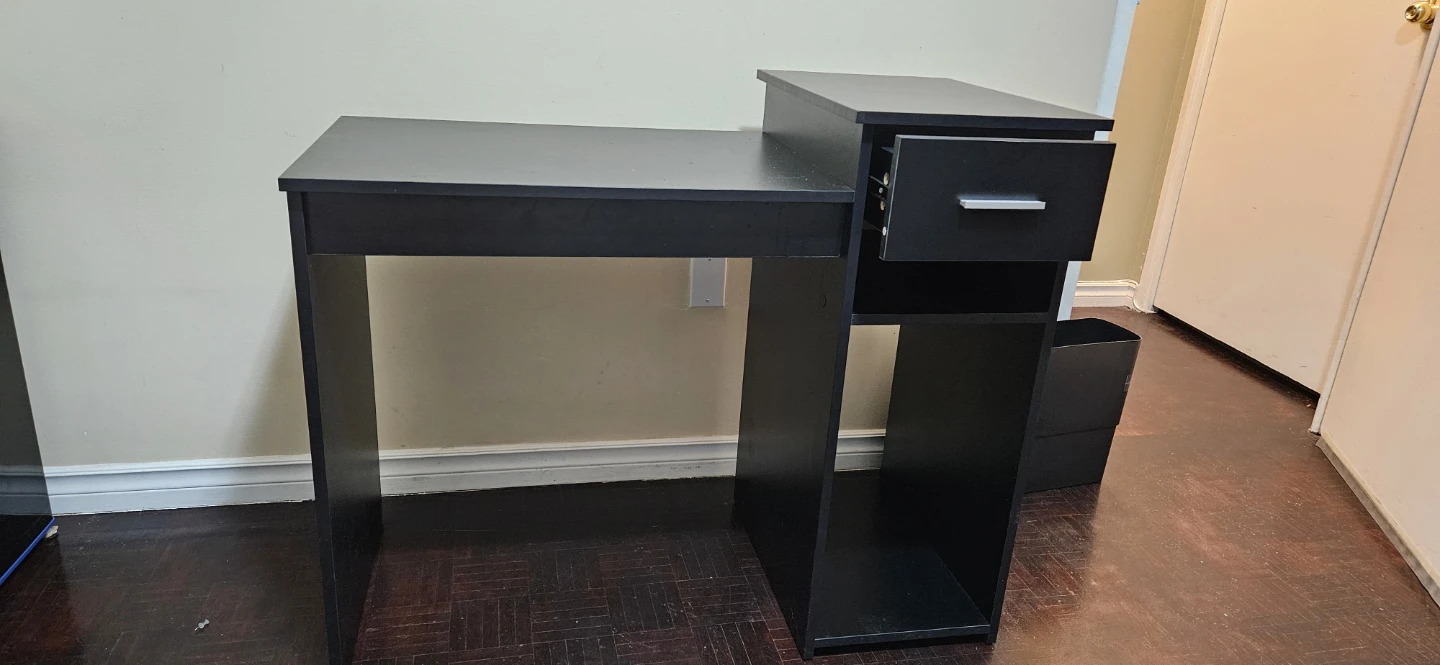 Black Compact Desk with Drawer
