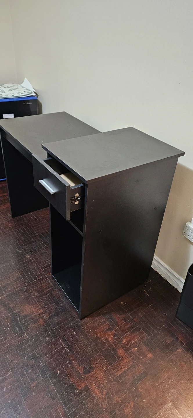 Black Compact Desk with Drawer - photo 3