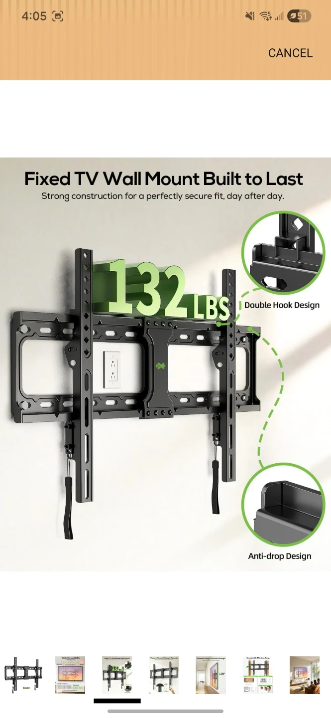 USX MOUNT Fixed TV Wall Mount for 37-82 Inch TVs - photo 3