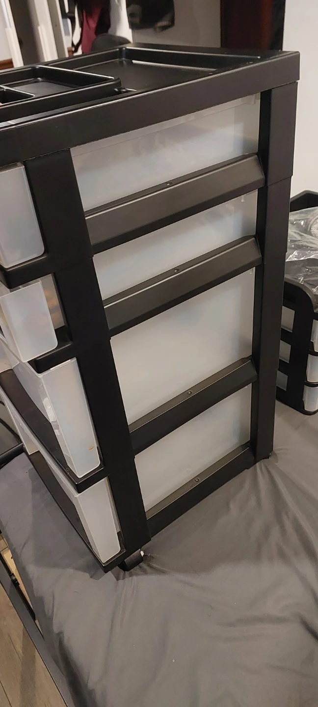 Black 4-Drawer Rolling Storage Cart - photo 3