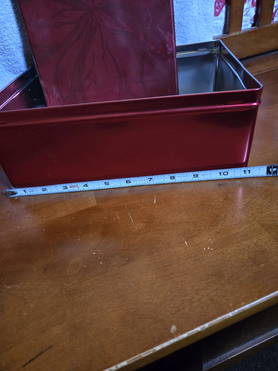 Red Rectangular Tin Storage Box - photo 2