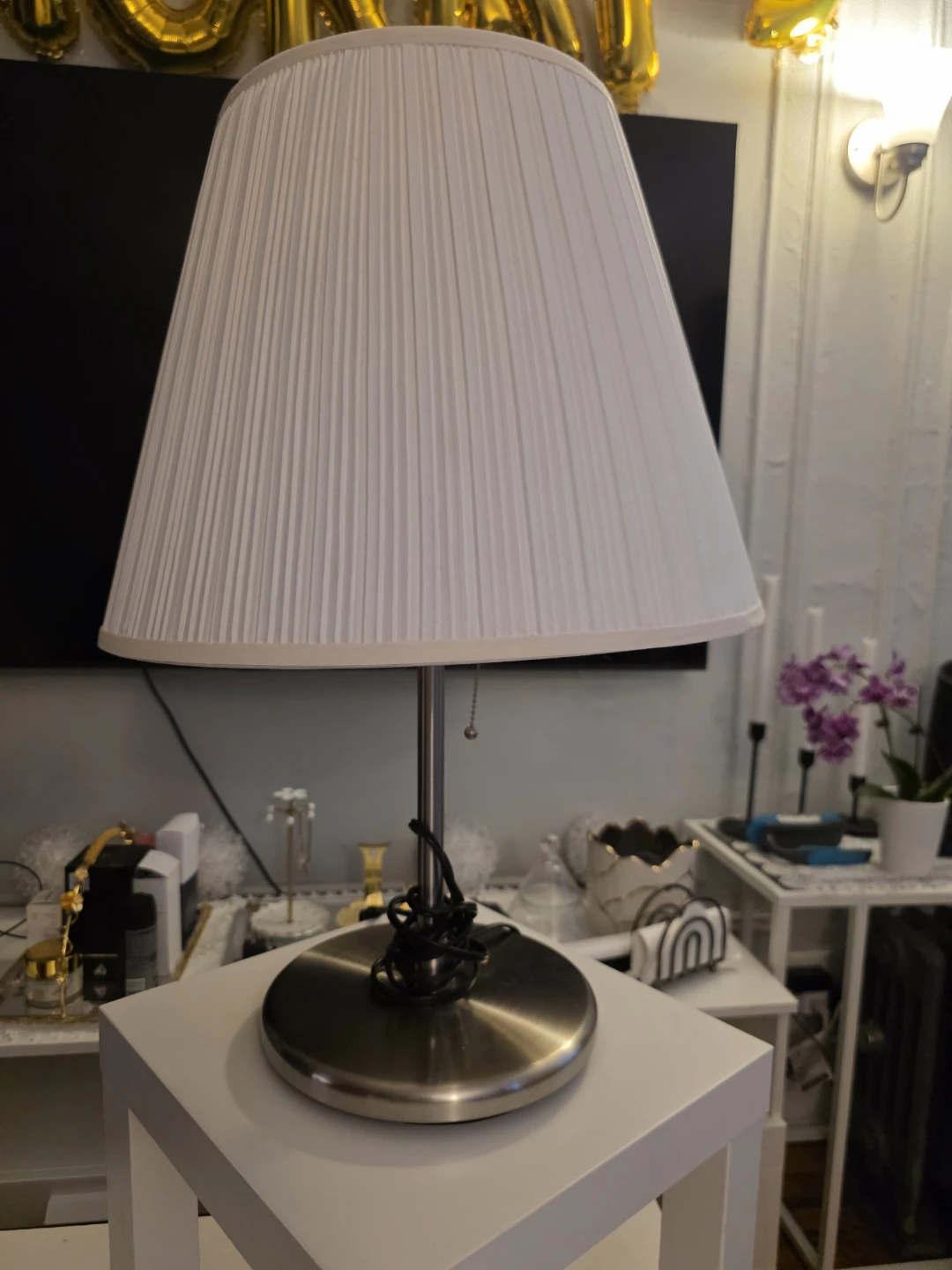 White Pleated Table Lamp ⚽ - photo 2